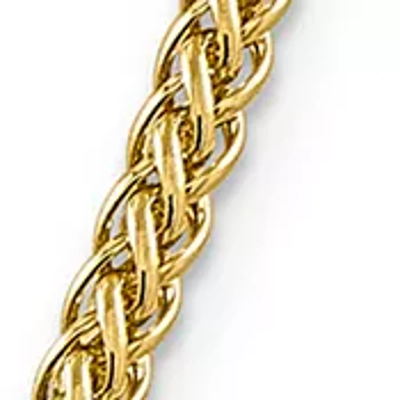 Men's 14K Yellow Gold 4.30 mm Semi Solid 3-Wire Wheat Chain Necklace