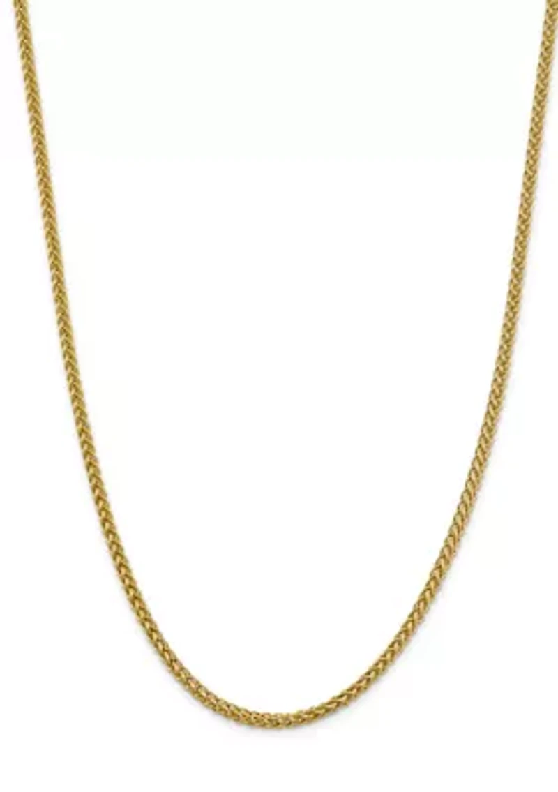 Men's 14K Yellow Gold 4.30 mm Semi Solid 3-Wire Wheat Chain Necklace