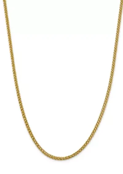 Men's 14K Yellow Gold 4.30 mm Semi Solid 3-Wire Wheat Chain Necklace