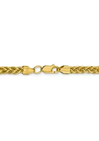 Mens 14K Yellow Gold 4.65 Millimeter Semi Solid 3-Wire Wheat Chain Necklace