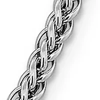 Men's 14K White Gold 4.3 Millimeter Semi Solid 3-Wire Wheat Chain Necklace