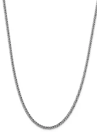 Men's 14K White Gold 4.3 Millimeter Semi Solid 3-Wire Wheat Chain Necklace