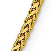 Men's 14K Yellow Gold Millimeter Semi Solid Diamond Cut Wheat Chain Necklace
