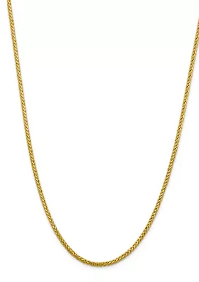 Men's 14K Yellow Gold Millimeter Semi Solid Diamond Cut Wheat Chain Necklace
