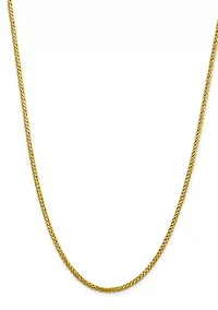 Men's 14K Yellow Gold Millimeter Semi Solid Diamond Cut Wheat Chain Necklace