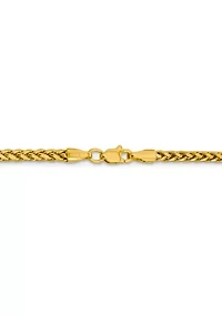 Men's 14K Yellow Gold Millimeter Semi Solid Diamond Cut Wheat Chain Necklace