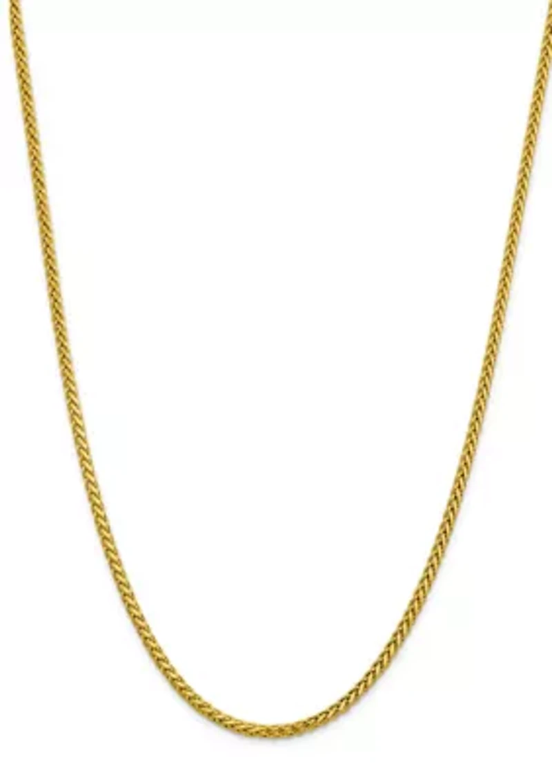 Men's 14K Yellow Gold 3.1 Millimeter Semi Solid Diamond Cut Wheat Chain Necklace