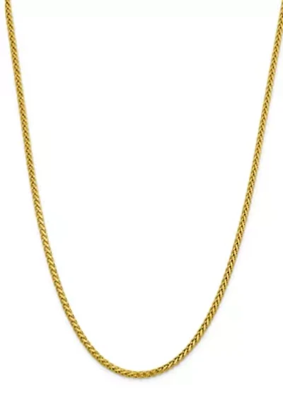 Men's 14K Yellow Gold 3.1 Millimeter Semi Solid Diamond Cut Wheat Chain Necklace