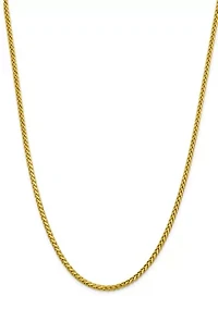 Men's 14K Yellow Gold 3.1 Millimeter Semi Solid Diamond Cut Wheat Chain Necklace