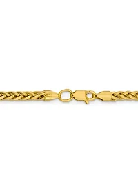 Men's 14K Yellow Gold 3.1 Millimeter Semi Solid Diamond Cut Wheat Chain Necklace