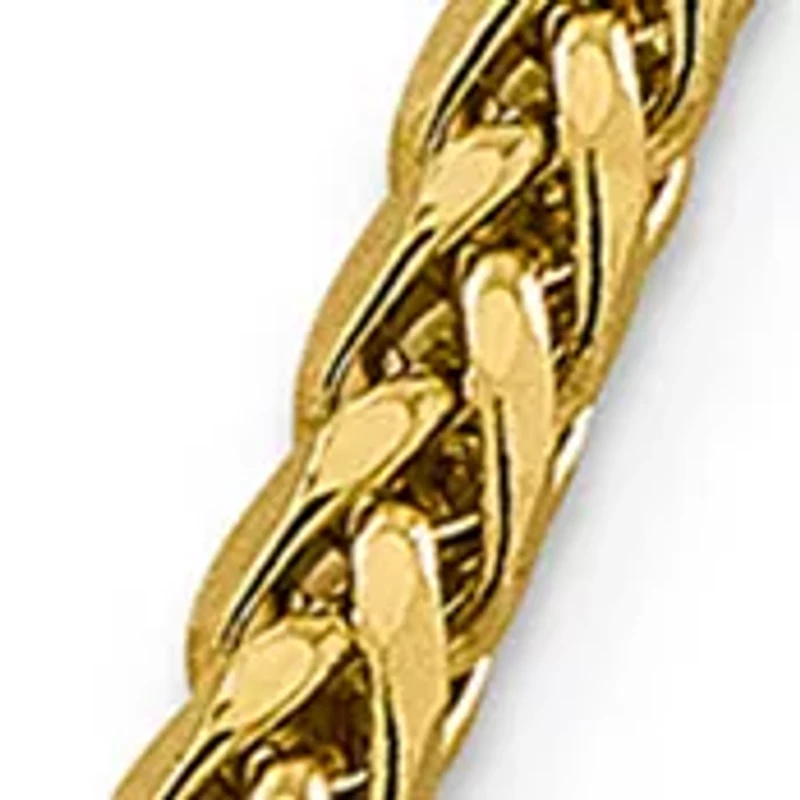 Men's 14K Yellow Gold Millimeter Semi Solid Diamond Cut Wheat Chain Necklace