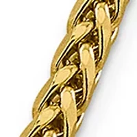 Men's 14K Yellow Gold Millimeter Semi Solid Diamond Cut Wheat Chain Necklace
