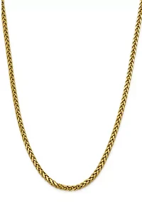 Men's 14K Yellow Gold Millimeter Semi Solid Diamond Cut Wheat Chain Necklace