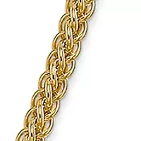 Mens 14K Yellow Gold 2.60mm Semi Solid 3-Wire Wheat Chain Necklace