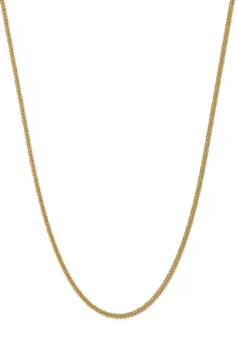 Mens 14K Yellow Gold 2.60mm Semi Solid 3-Wire Wheat Chain Necklace
