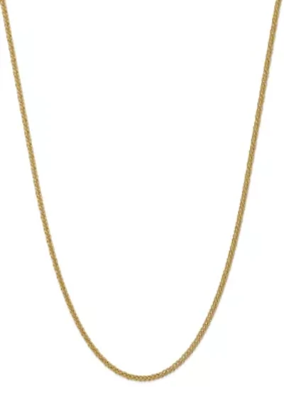 Mens 14K Yellow Gold 2.60mm Semi Solid 3-Wire Wheat Chain Necklace