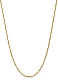 Mens 14K Yellow Gold 2.60mm Semi Solid 3-Wire Wheat Chain Necklace