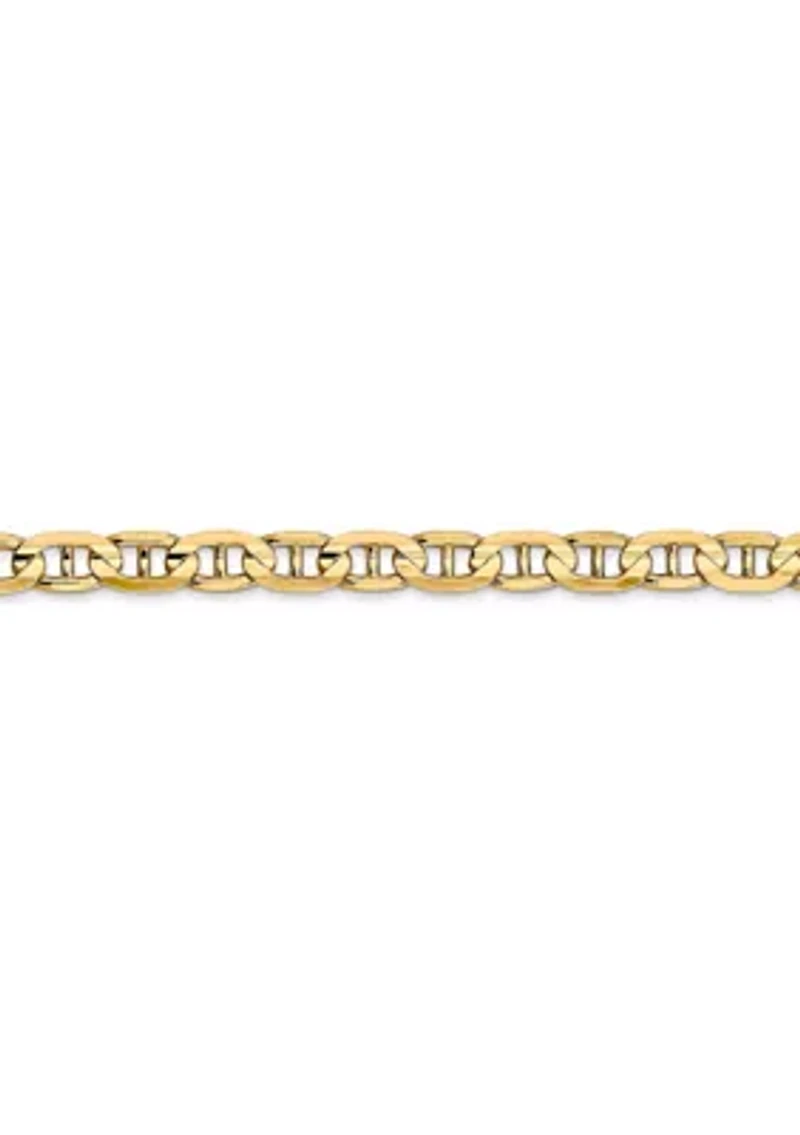 Men's 14K Yellow Gold 4.5 Millimeter Concave Anchor Chain Bracelet