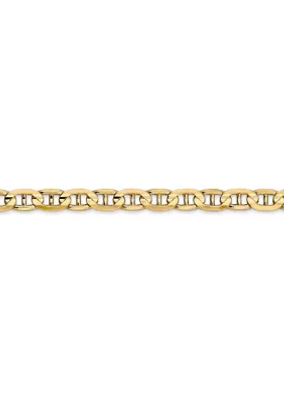 Men's 14K Yellow Gold 4.5 Millimeter Concave Anchor Chain Bracelet