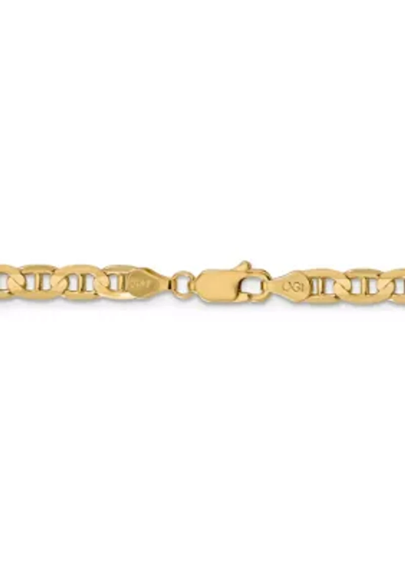 Men's 14K Yellow Gold 4.5 Millimeter Concave Anchor Chain Bracelet