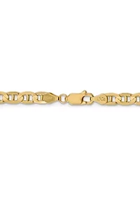 Men's 14K Yellow Gold 4.5 Millimeter Concave Anchor Chain Bracelet