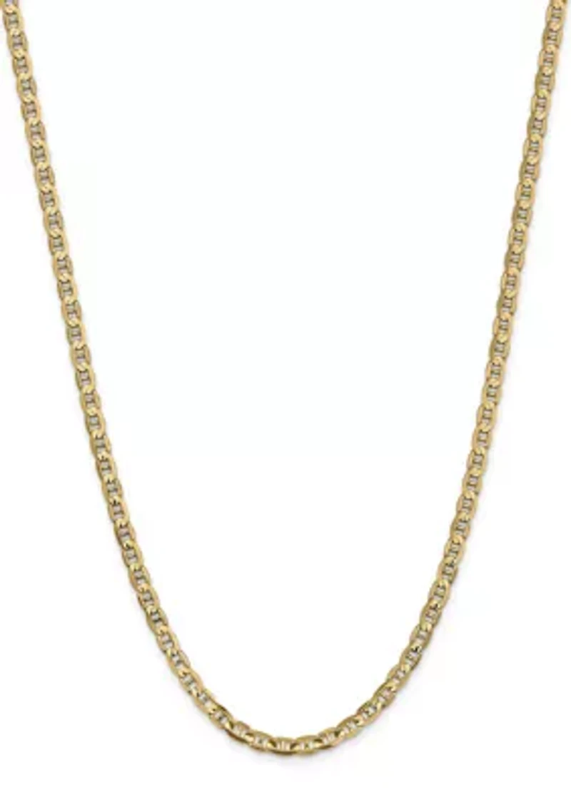 Men's 14K Yellow Gold Millimeter Concave Anchor Chain Necklace
