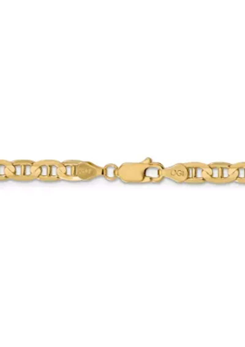 Men's 14K Yellow Gold Millimeter Concave Anchor Chain Necklace