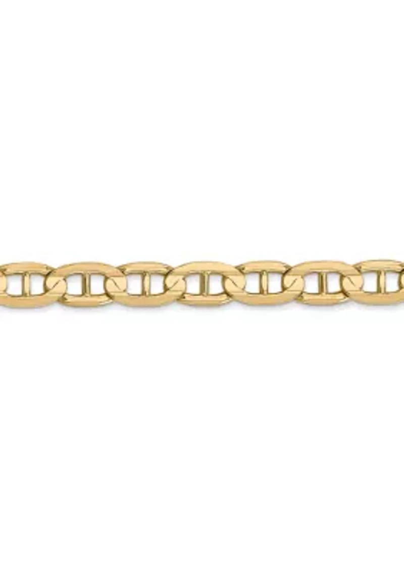 Mens 14K Yellow Gold 5.25 Millimeter Lobster Clasp Chain Bracelet