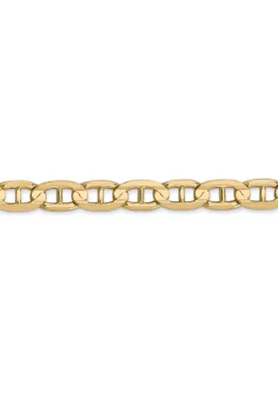 Mens 14K Yellow Gold 5.25 Millimeter Lobster Clasp Chain Bracelet