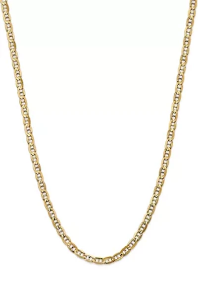 Men's 14K Yellow Gold Millimeter Concave Anchor Chain Necklace