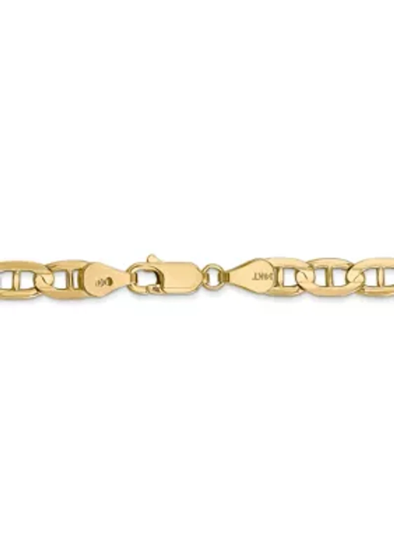 Men's 14K Yellow Gold 5.25 Millimeter Concave Anchor Chain Necklace