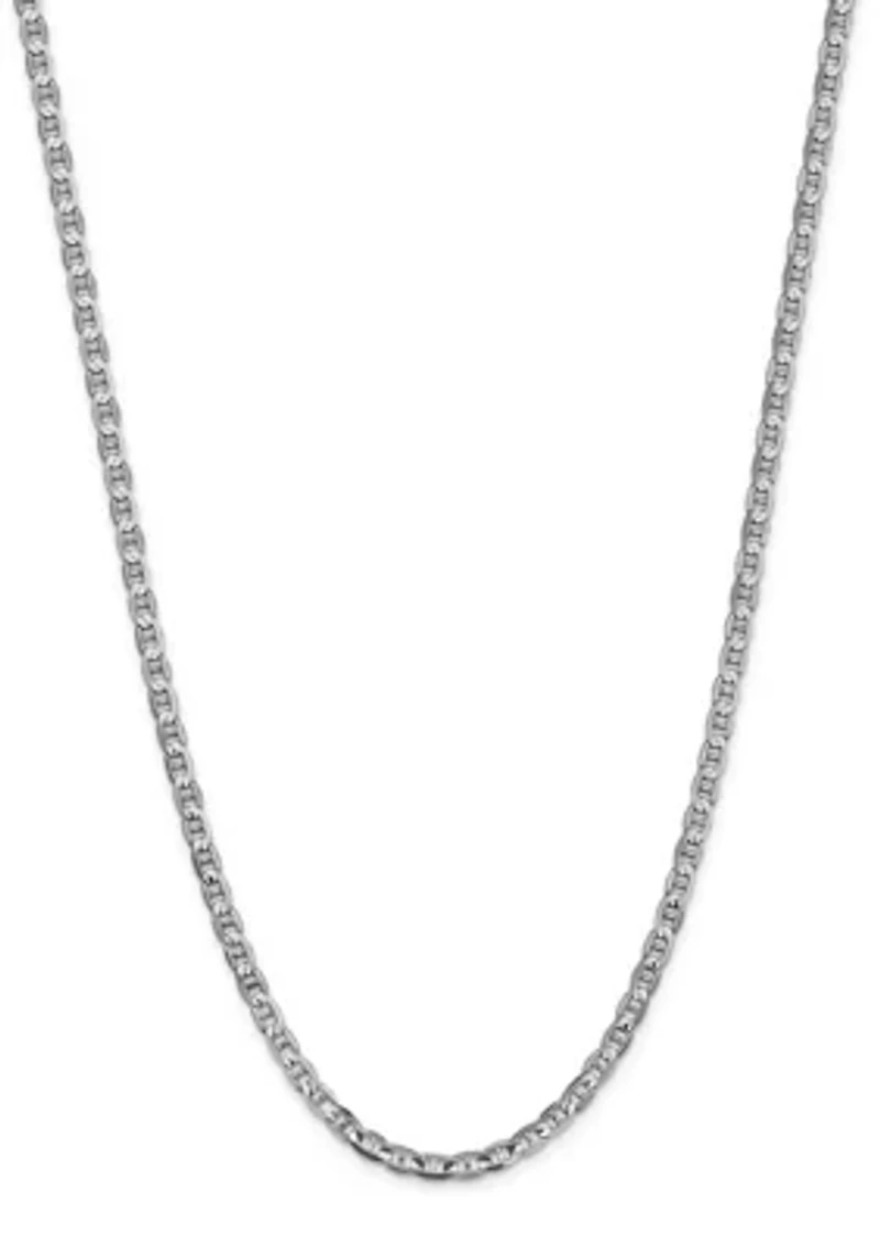 Men's 14K White Gold 4.5 Millimeter Concave Anchor Chain Necklace