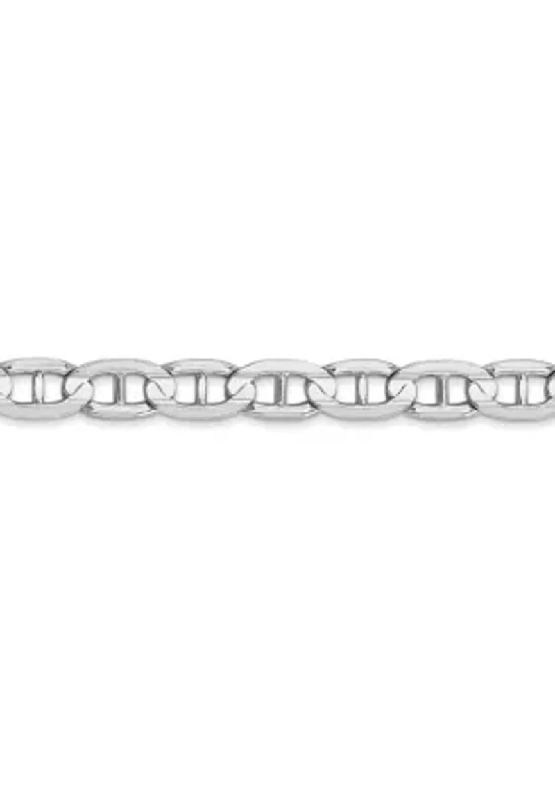 Men's 14K White Gold 5.25 Millimeter Concave Anchor Chain Bracelet