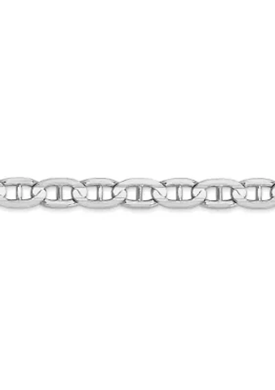 Mens 14K White Gold 5.25 Millimeter Concave Anchor Chain Necklace