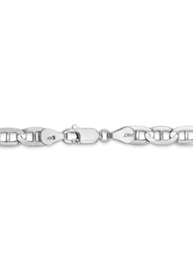 Mens 14K White Gold 5.25 Millimeter Concave Anchor Chain Necklace