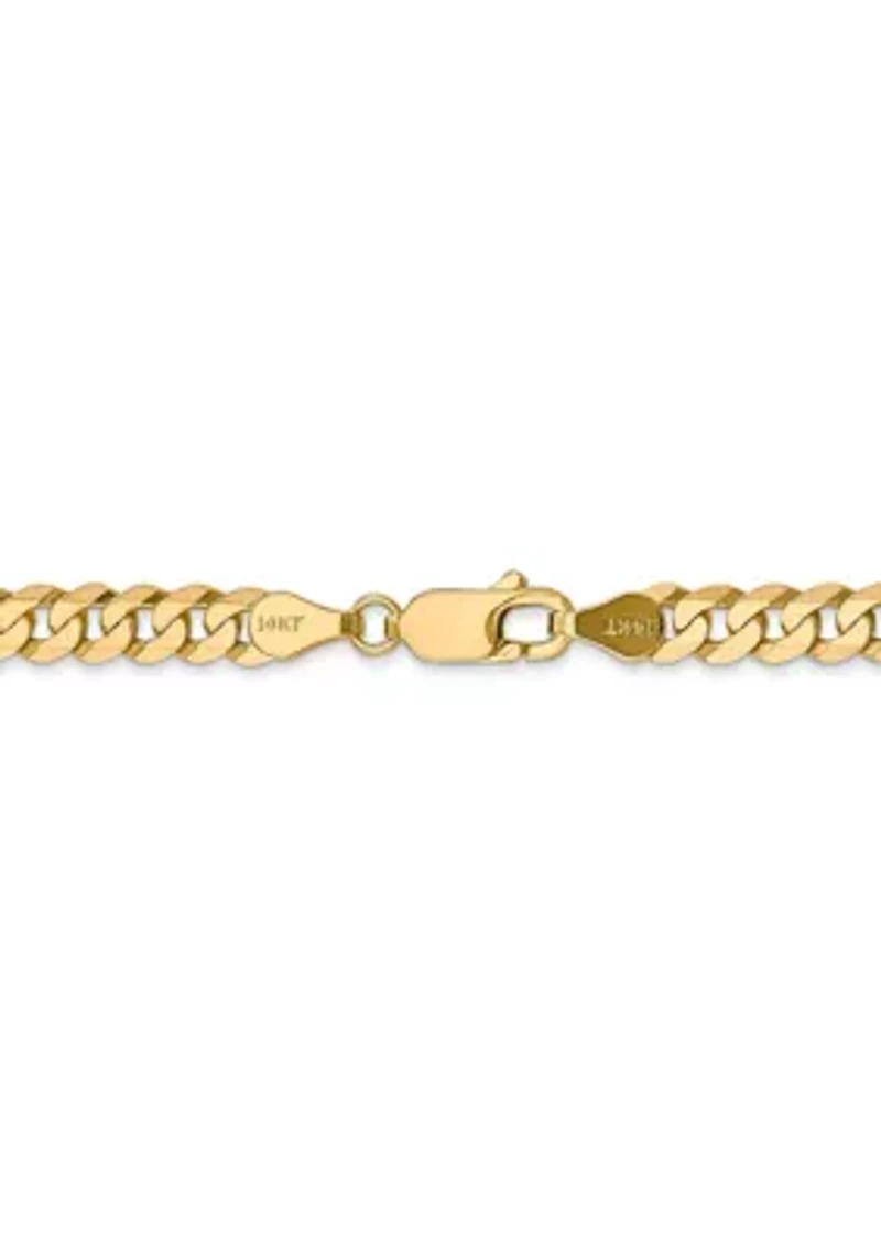Men's 14K Yellow Gold 4.75 Millimeter Beveled Curb Chain Bracelet