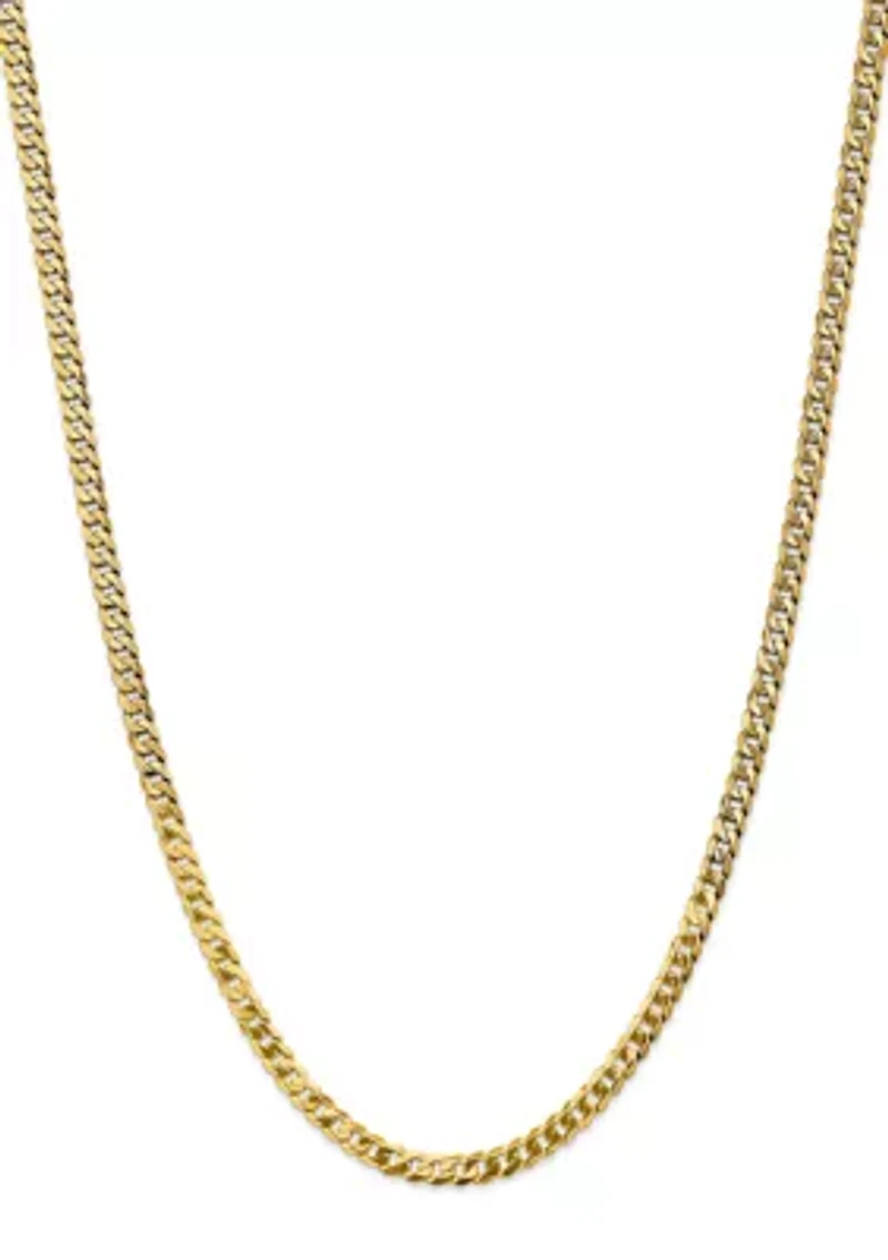 Mens 14K Yellow Gold 4.75 Millimeter Beveled Curb Chain Necklace
