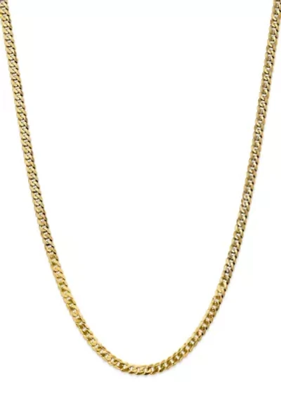 Mens 14K Yellow Gold 4.75 Millimeter Beveled Curb Chain Necklace
