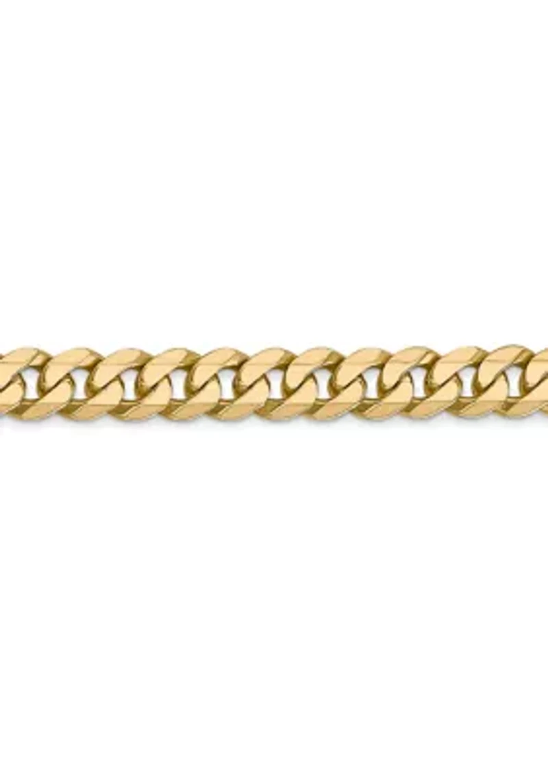 Mens 14K Yellow Gold 5.75 Millimeter Beveled Curb Chain Bracelet