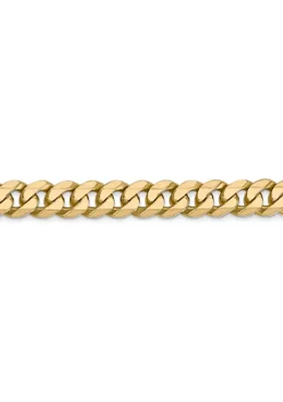 Mens 14K Yellow Gold 5.75 Millimeter Beveled Curb Chain Bracelet