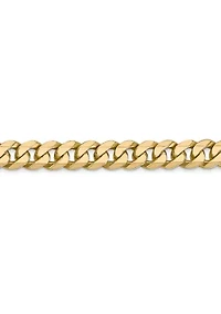 Mens 14K Yellow Gold 5.75 Millimeter Beveled Curb Chain Bracelet