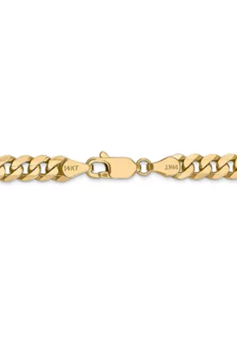 Mens 14K Yellow Gold 5.75 Millimeter Beveled Curb Chain Bracelet