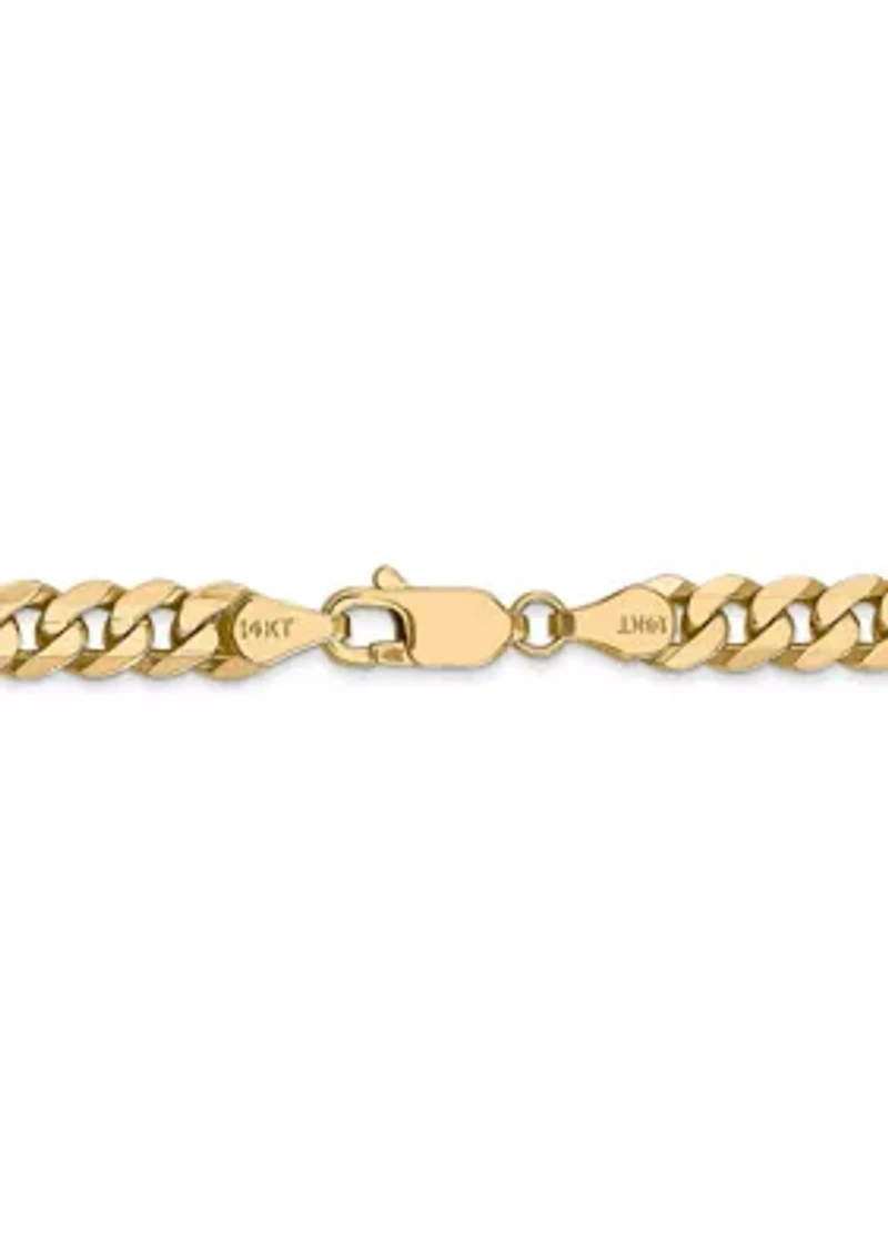 Men's 14K Yellow Gold Millimeter Beveled Curb Chain Necklace