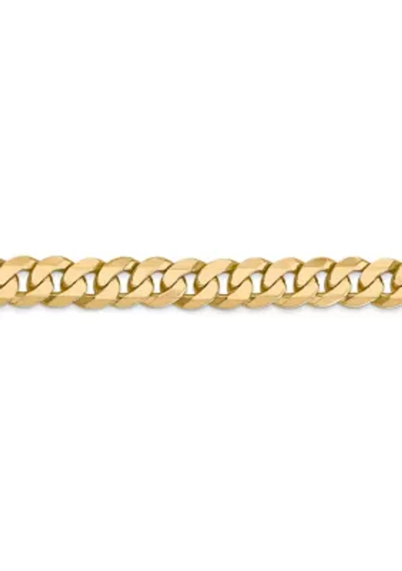 Men's 14K Yellow Gold 7.25 Millimeter Beveled Curb Chain Bracelet