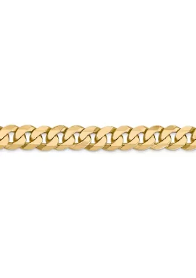 Men's 14K Yellow Gold 7.25 Millimeter Beveled Curb Chain Bracelet