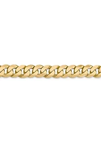 Men's 14K Yellow Gold 7.25 Millimeter Beveled Curb Chain Bracelet