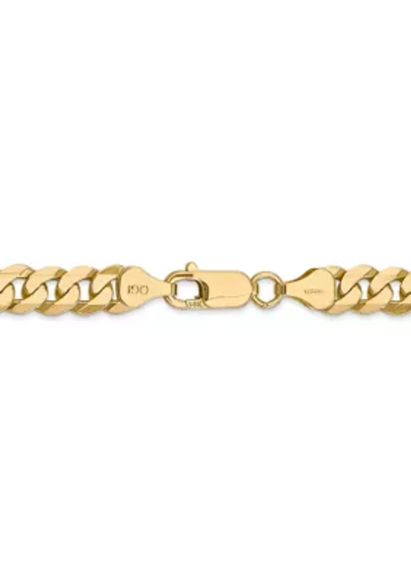 Men's 14K Yellow Gold 7.25 Millimeter Beveled Curb Chain Bracelet