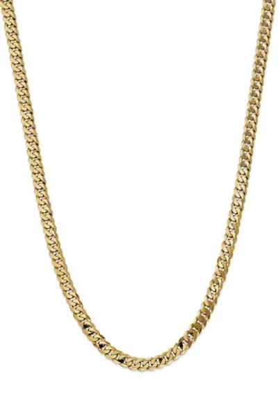 Men's 14K Yellow Gold Millimeter Beveled Curb Chain Necklace