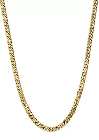 Men's 14K Yellow Gold Millimeter Beveled Curb Chain Necklace