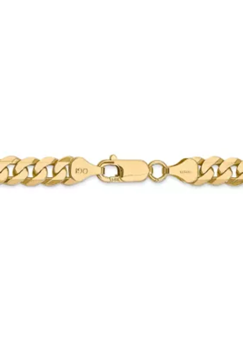 Men's 14K Yellow Gold Millimeter Beveled Curb Chain Necklace